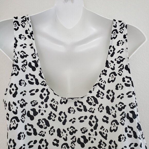 Equipment Femme Top Small Women's White Black Leopard Print Silk Preppy Chic - Picture 7 of 11